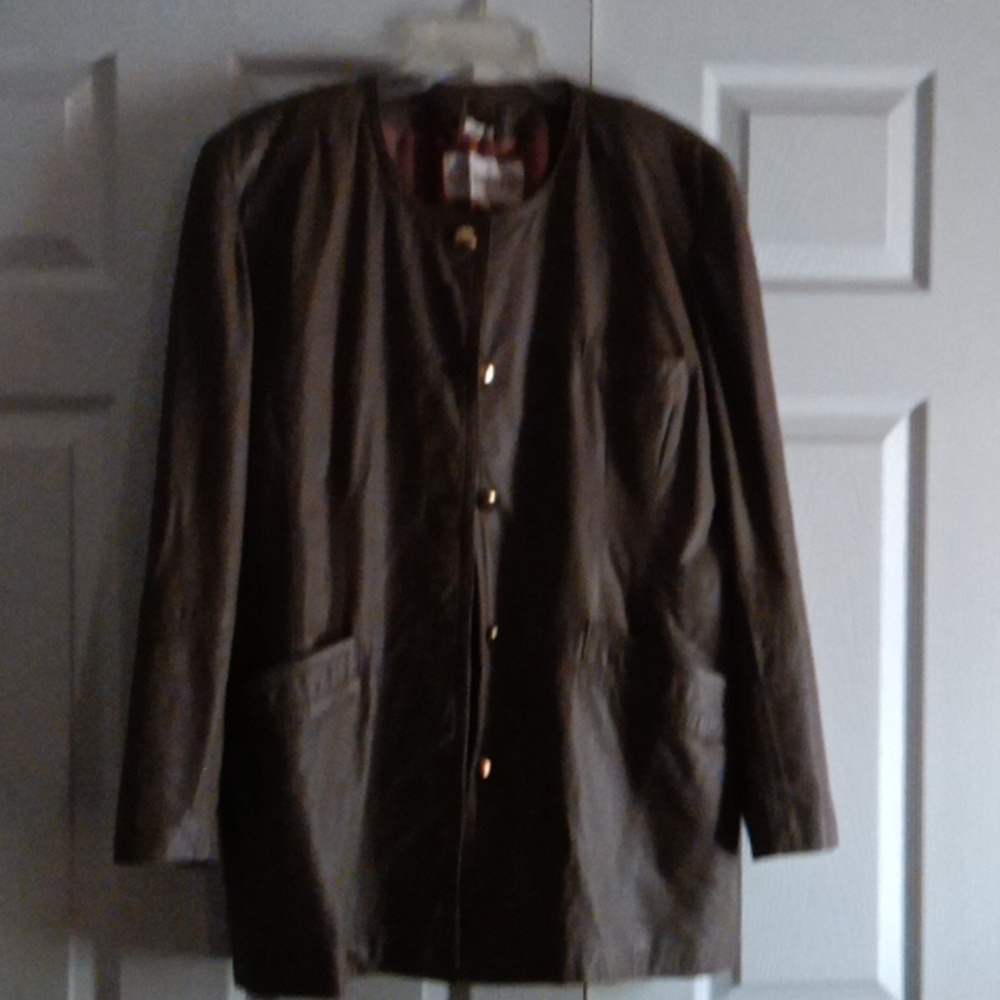 Leather suit jacket and skirt to match